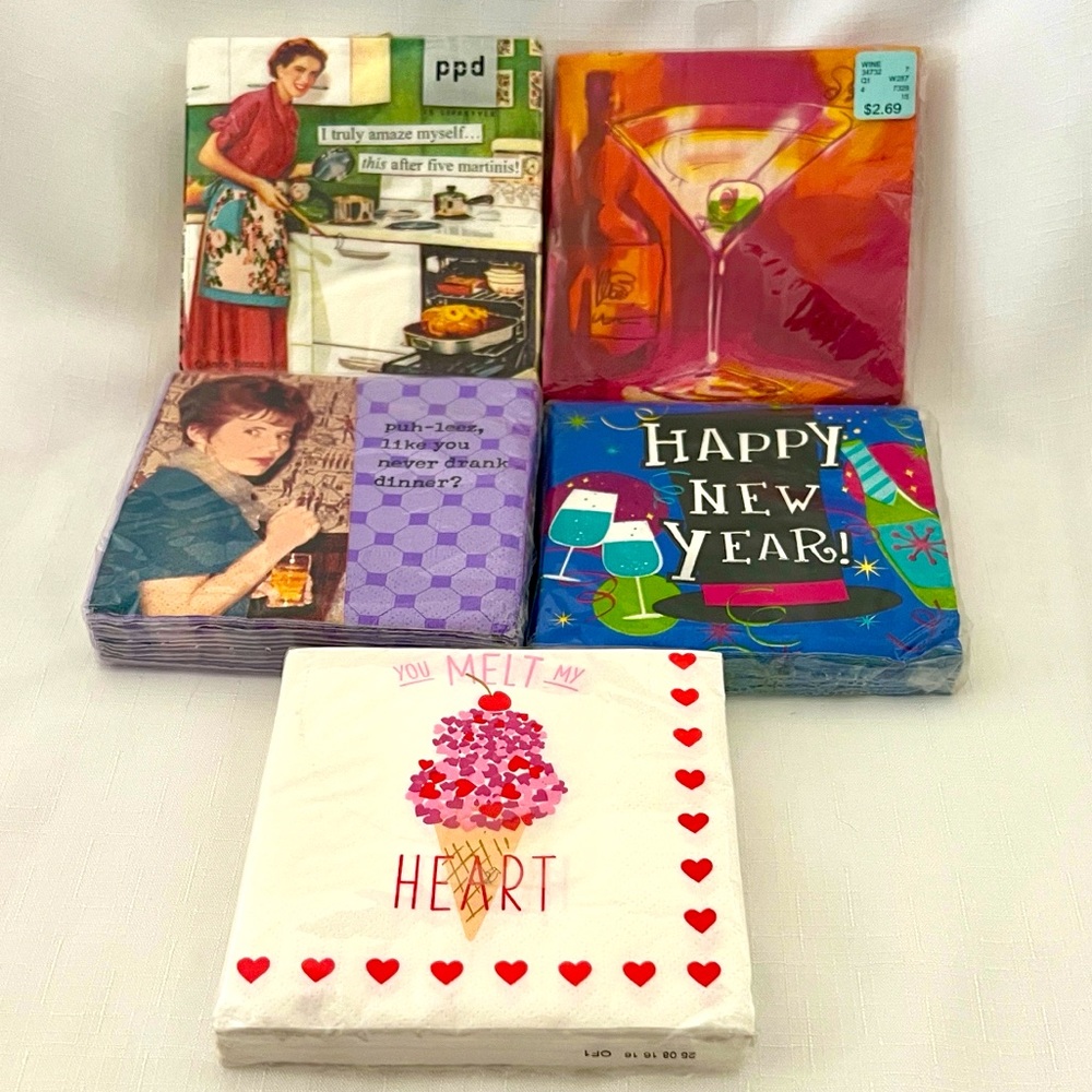 New / 5~Packages Cocktail Napkins